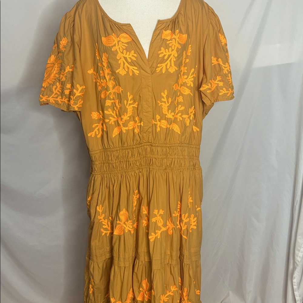 ANTHROPOLOGIE The Somerset Maxi Dress Embroidered Edition Orange - Picture 5 of 9